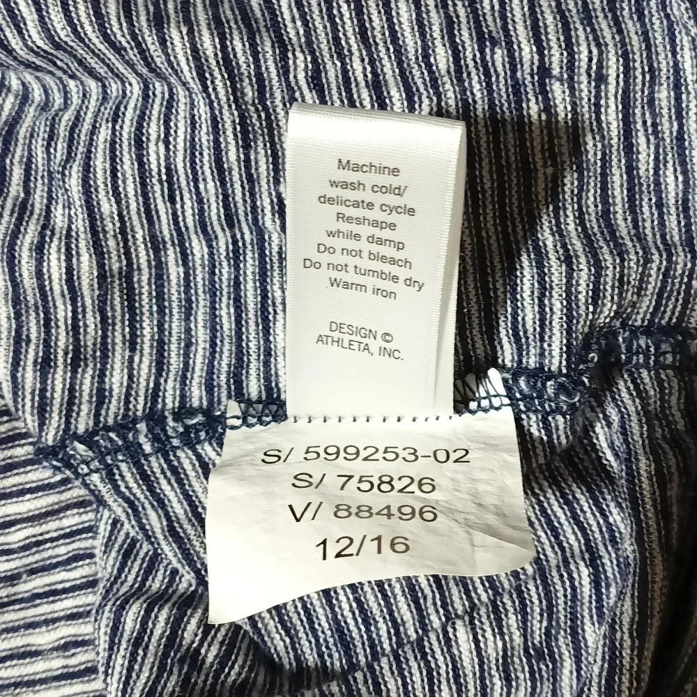 Linen Athleta  3/4 length sleeves striped navy white XS - Picture 8 of 8